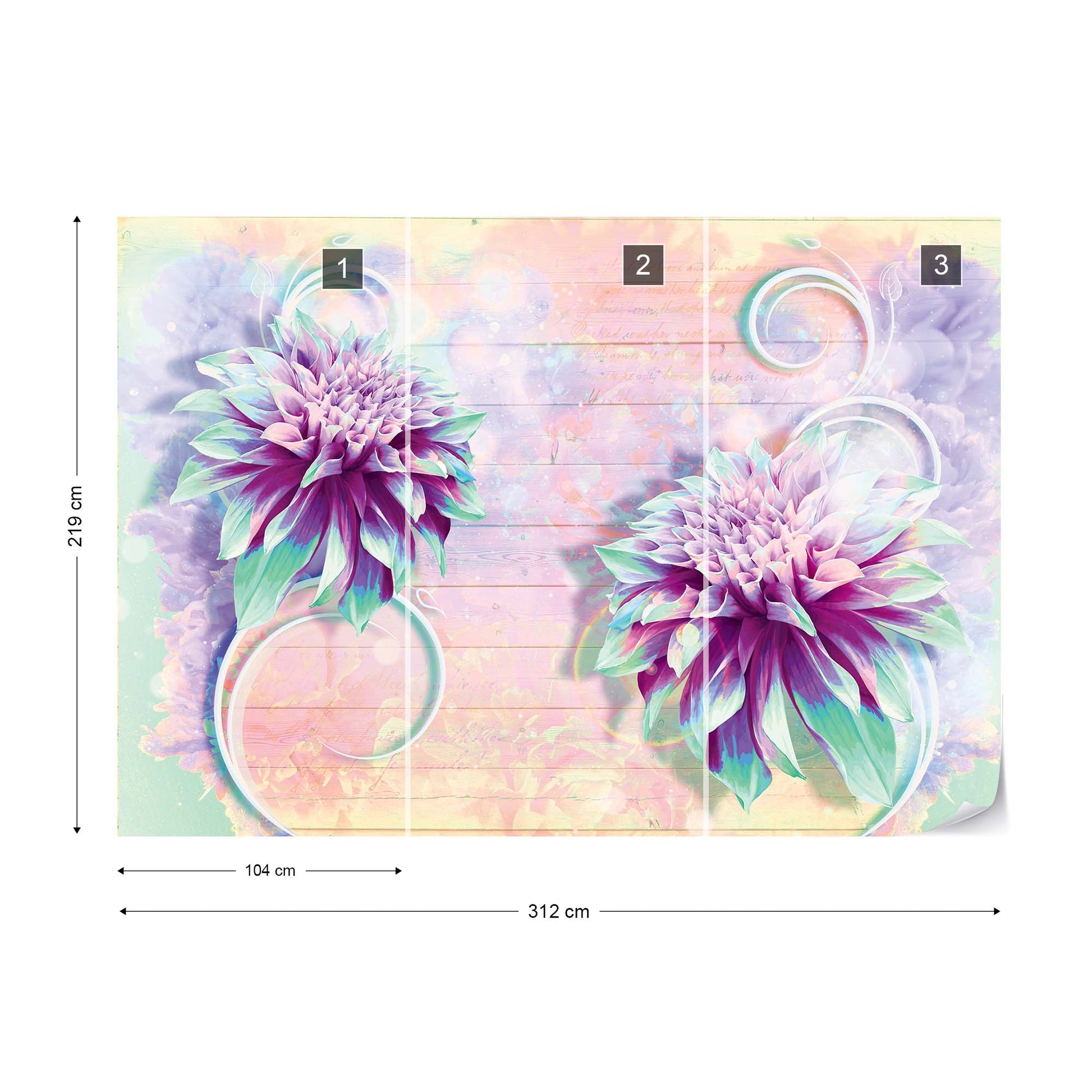 Vintage Flowers Pastel Colours Photo Wallpaper Wall Mural - USTAD HOME
