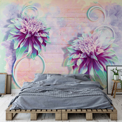 Vintage Flowers Pastel Colours Photo Wallpaper Wall Mural - USTAD HOME