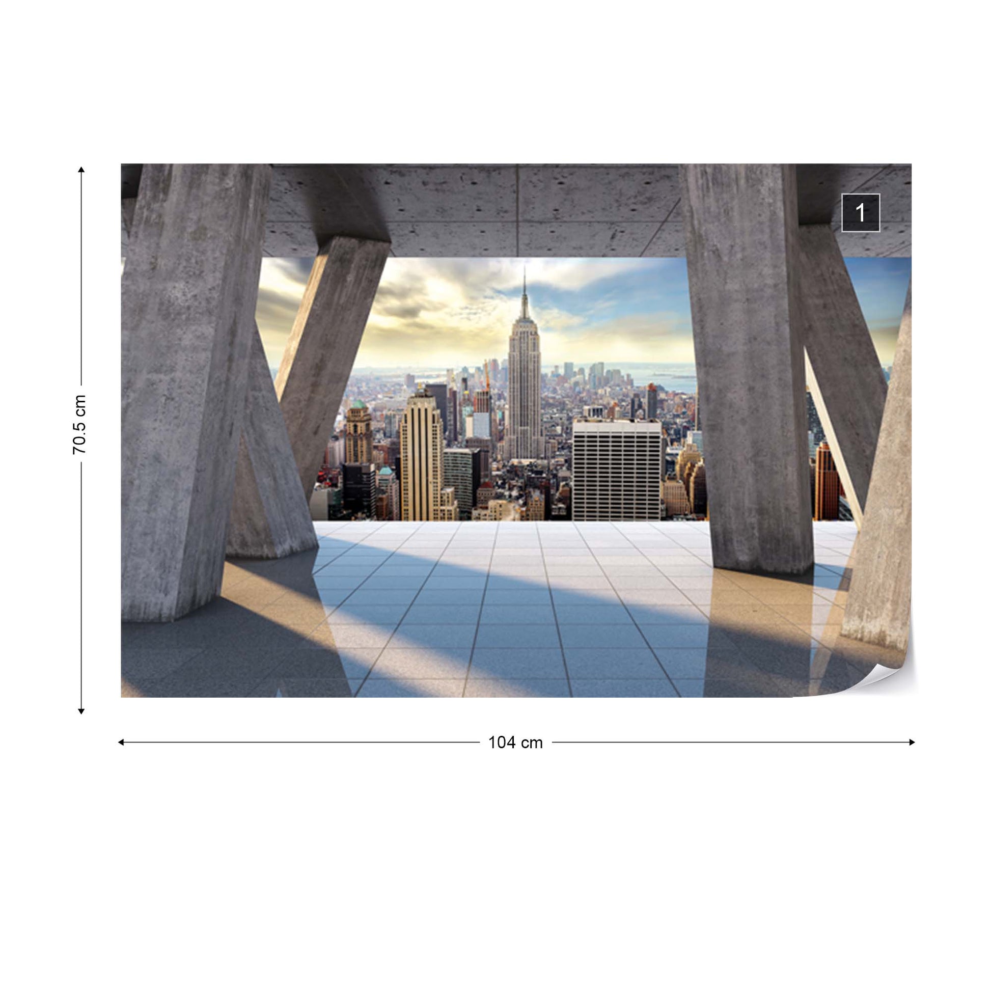 New York City Skyline 3D Modern View Concrete Photo Wallpaper Wall Mural - USTAD HOME
