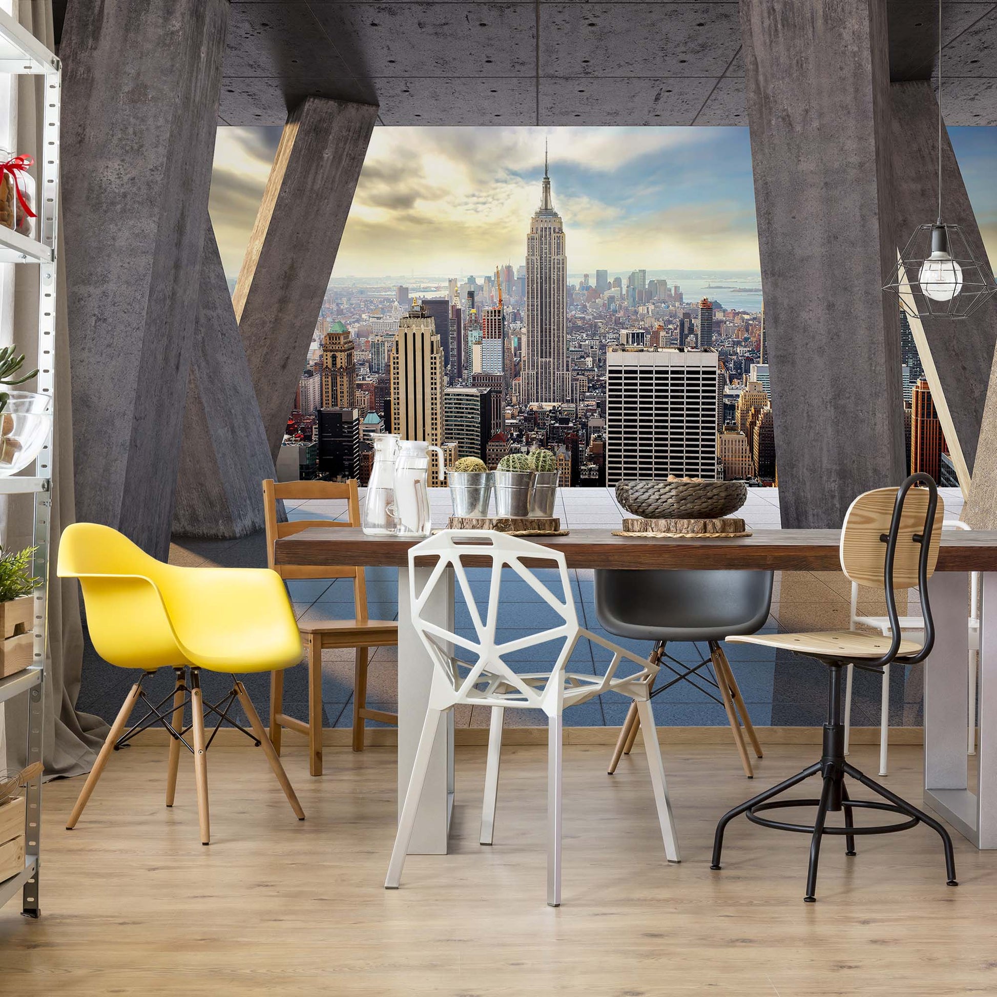 New York City Skyline 3D Modern View Concrete Photo Wallpaper Wall Mural - USTAD HOME
