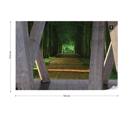 Forest Path 3D Modern View Concrete Photo Wallpaper Wall Mural - USTAD HOME