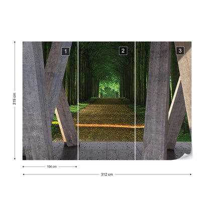 Forest Path 3D Modern View Concrete Photo Wallpaper Wall Mural - USTAD HOME