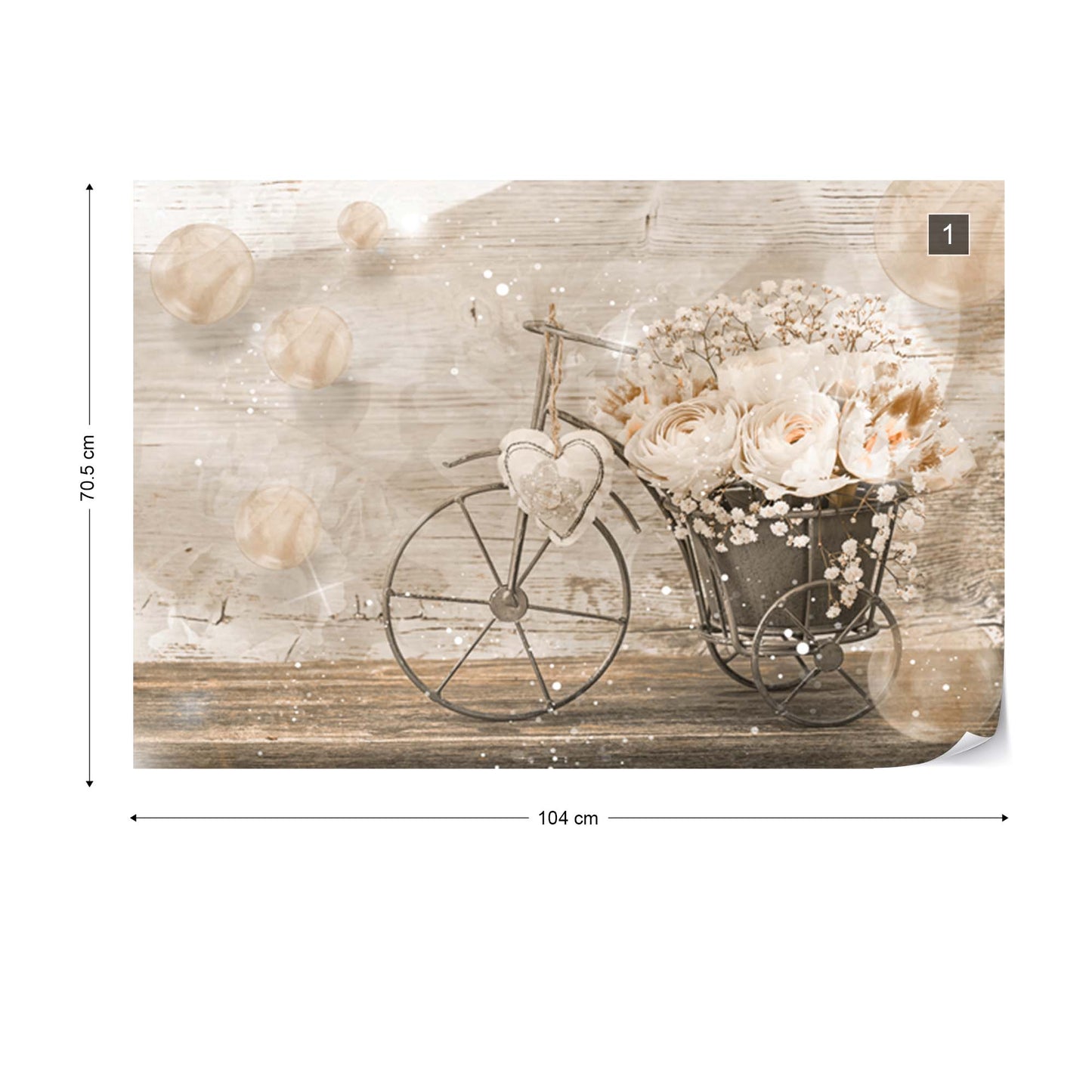 Vintage Chic Bicycle Flowers Photo Wallpaper Wall Mural - USTAD HOME