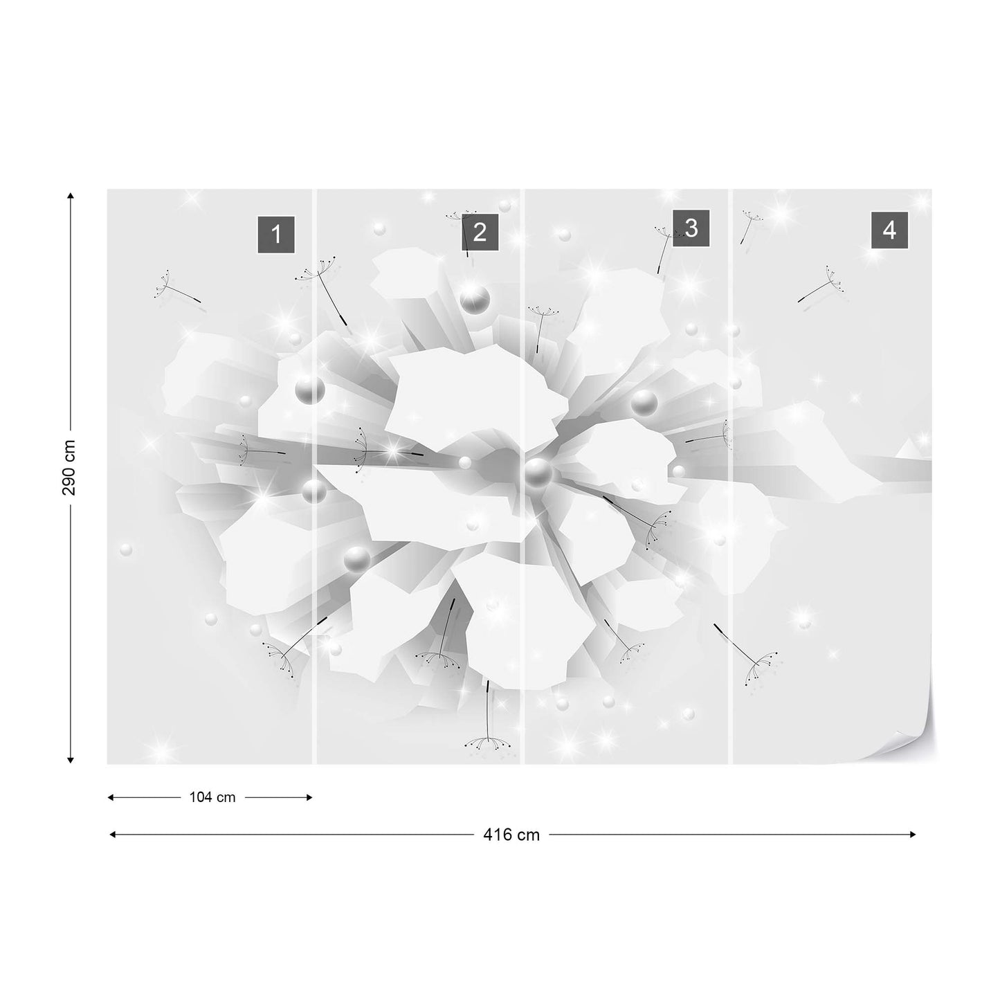 3D Blast White And Grey Photo Wallpaper Wall Mural - USTAD HOME
