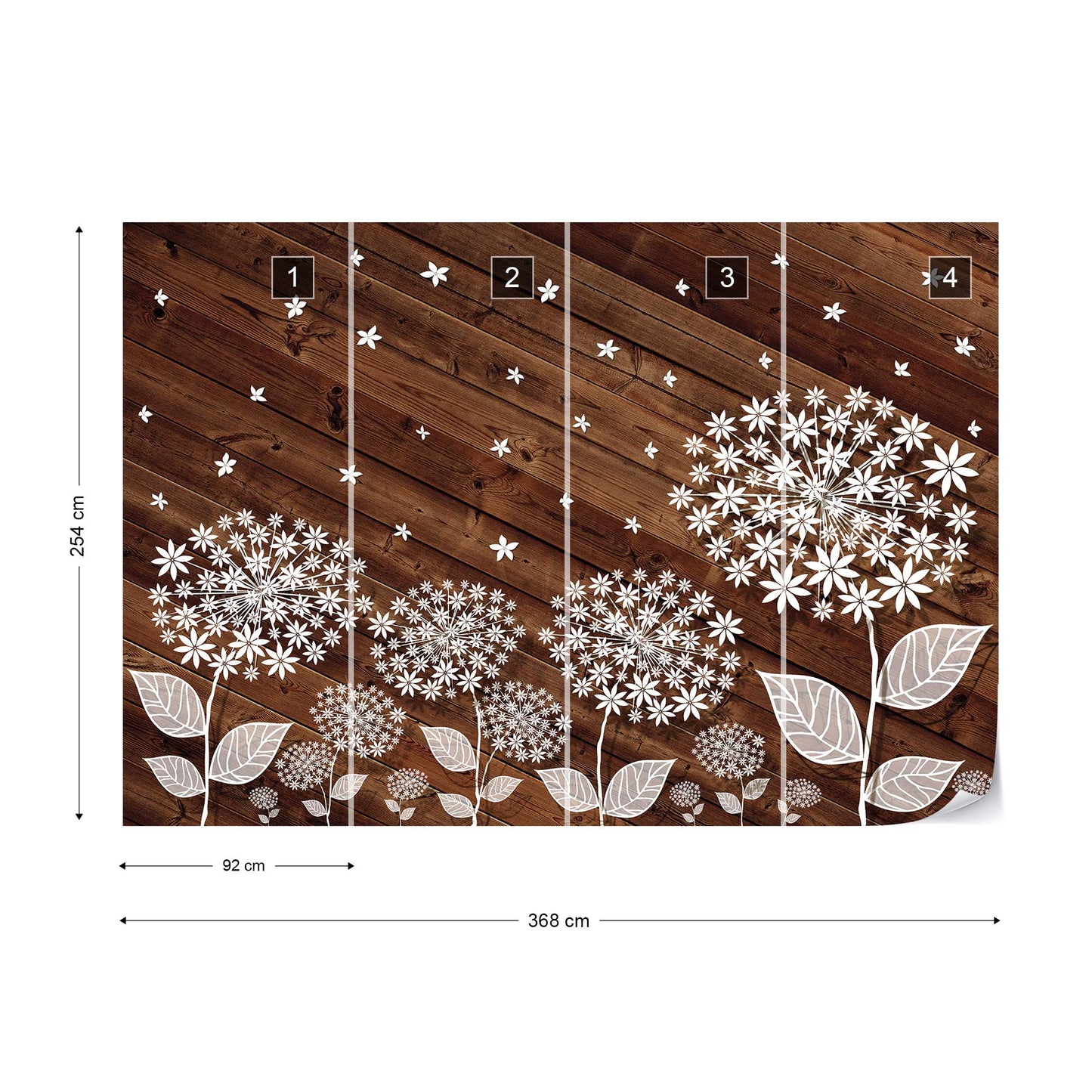 Modern Flowers And Wood Planks Photo Wallpaper Wall Mural - USTAD HOME