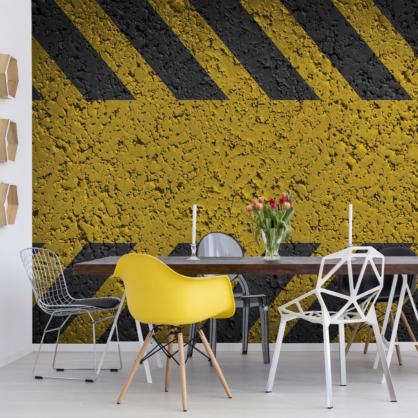 Yellow Road Markings Grunge Photo Wallpaper Wall Mural - USTAD HOME