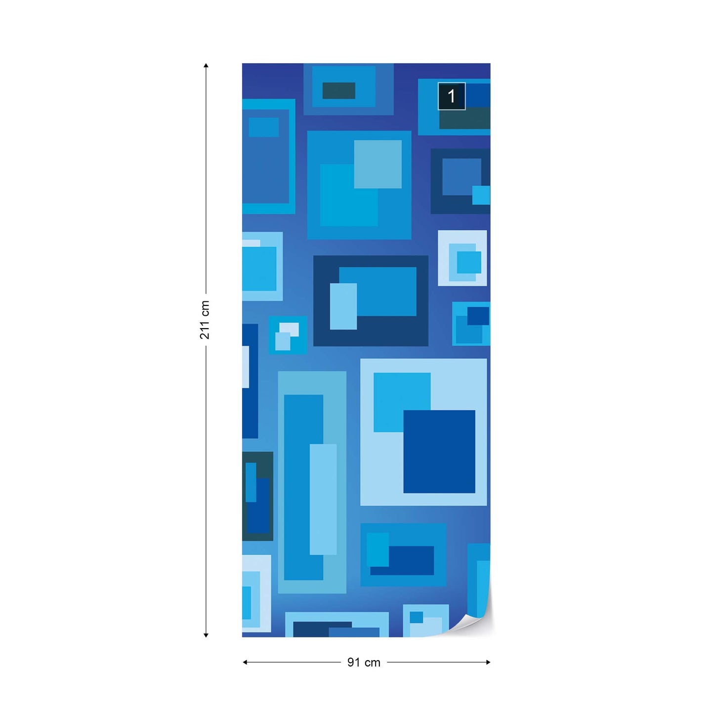 Modern Blue Squares Pattern Photo Wallpaper Wall Mural - USTAD HOME