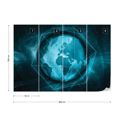 3D Modern Earth World Map Photo Wallpaper Wall Mural - USTAD HOME