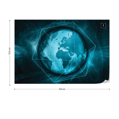 3D Modern Earth World Map Photo Wallpaper Wall Mural - USTAD HOME
