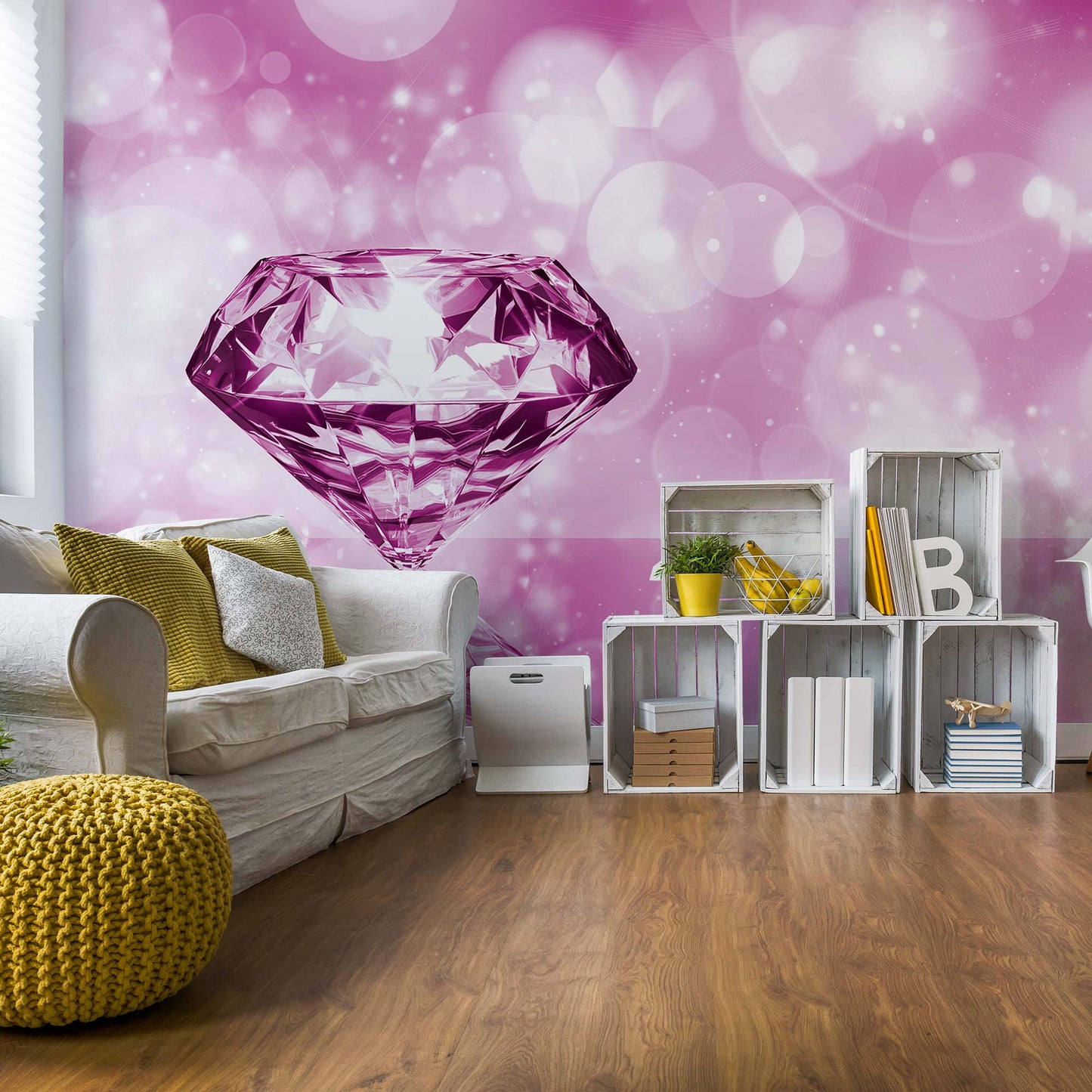 Luxury Diamond Pink Photo Wallpaper Wall Mural - USTAD HOME
