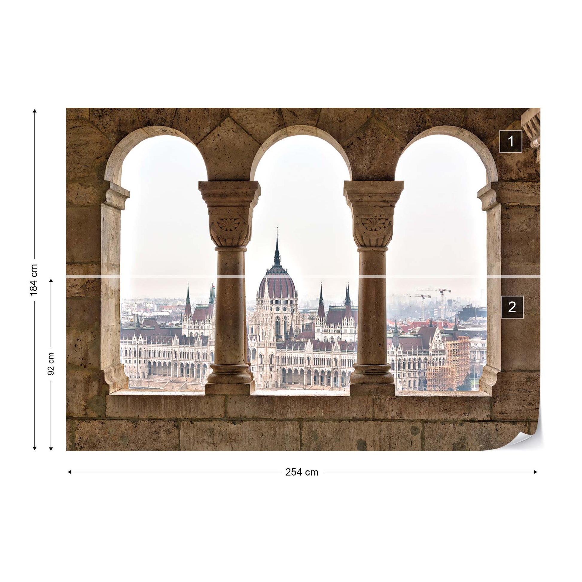 City Skyline Budapest Archway View Photo Wallpaper Wall Mural - USTAD HOME