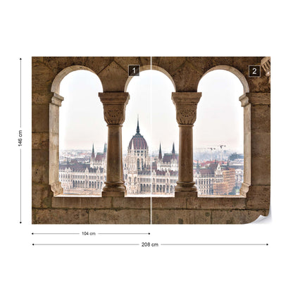 City Skyline Budapest Archway View Photo Wallpaper Wall Mural - USTAD HOME