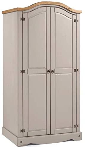 Corona Grey Wax 2 Door Arch Top Wardrobe - USTAD HOME