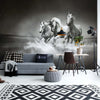 Unicorns Horses Black And White Photo Wallpaper Wall Mural - USTAD HOME