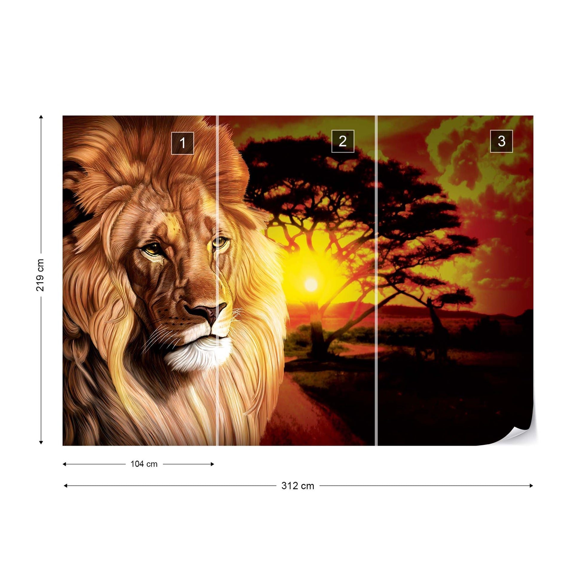 Lion Sunset Africa Animals Photo Wallpaper Wall Mural - USTAD HOME