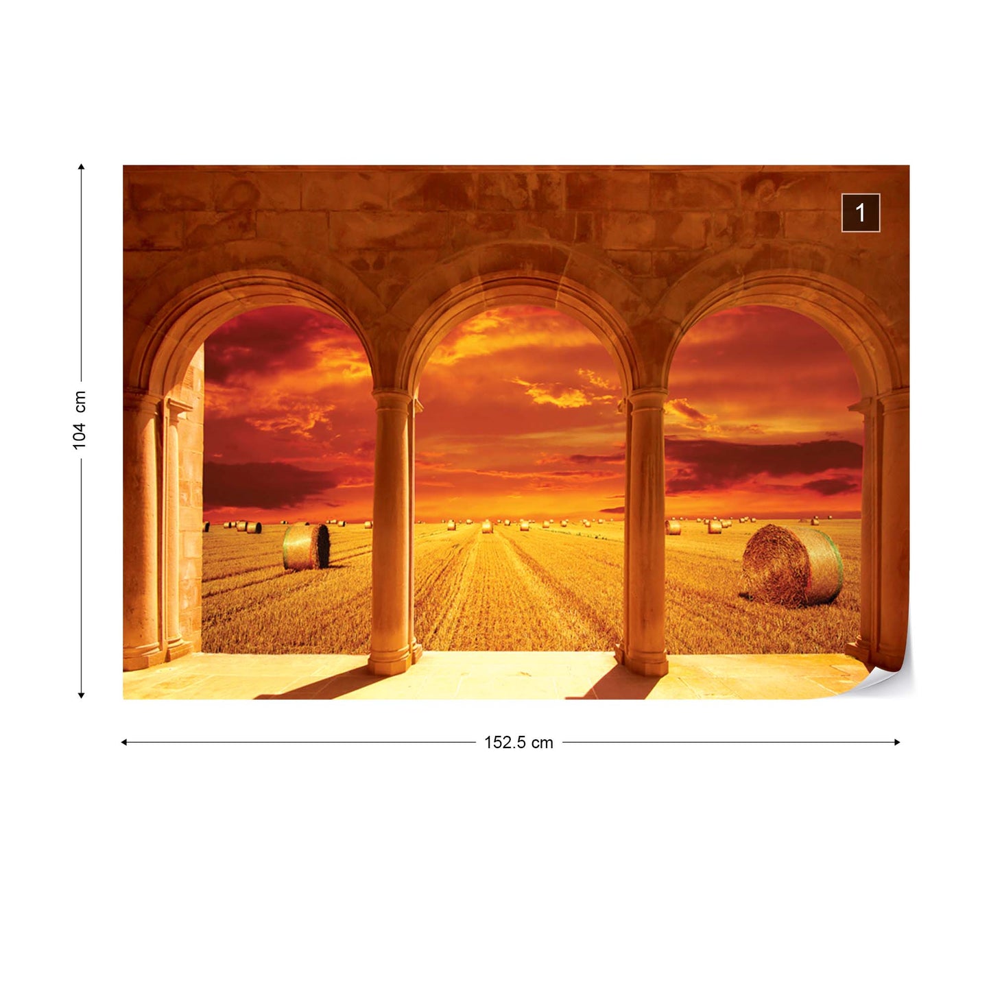 Countryside Field View Through Stone Arches Photo Wallpaper Wall Mural - USTAD HOME