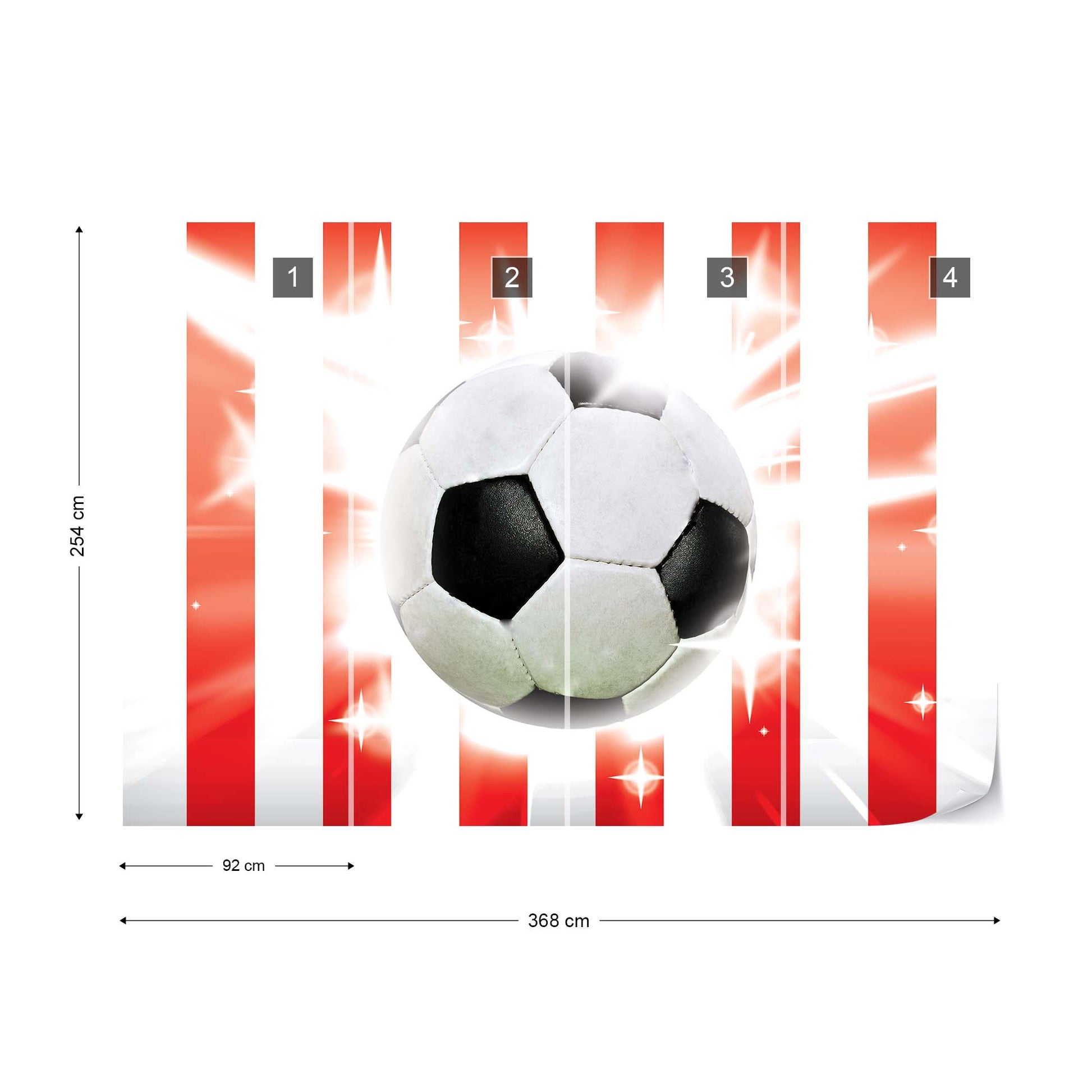 Football Red And White Stripes Photo Wallpaper Wall Mural - USTAD HOME