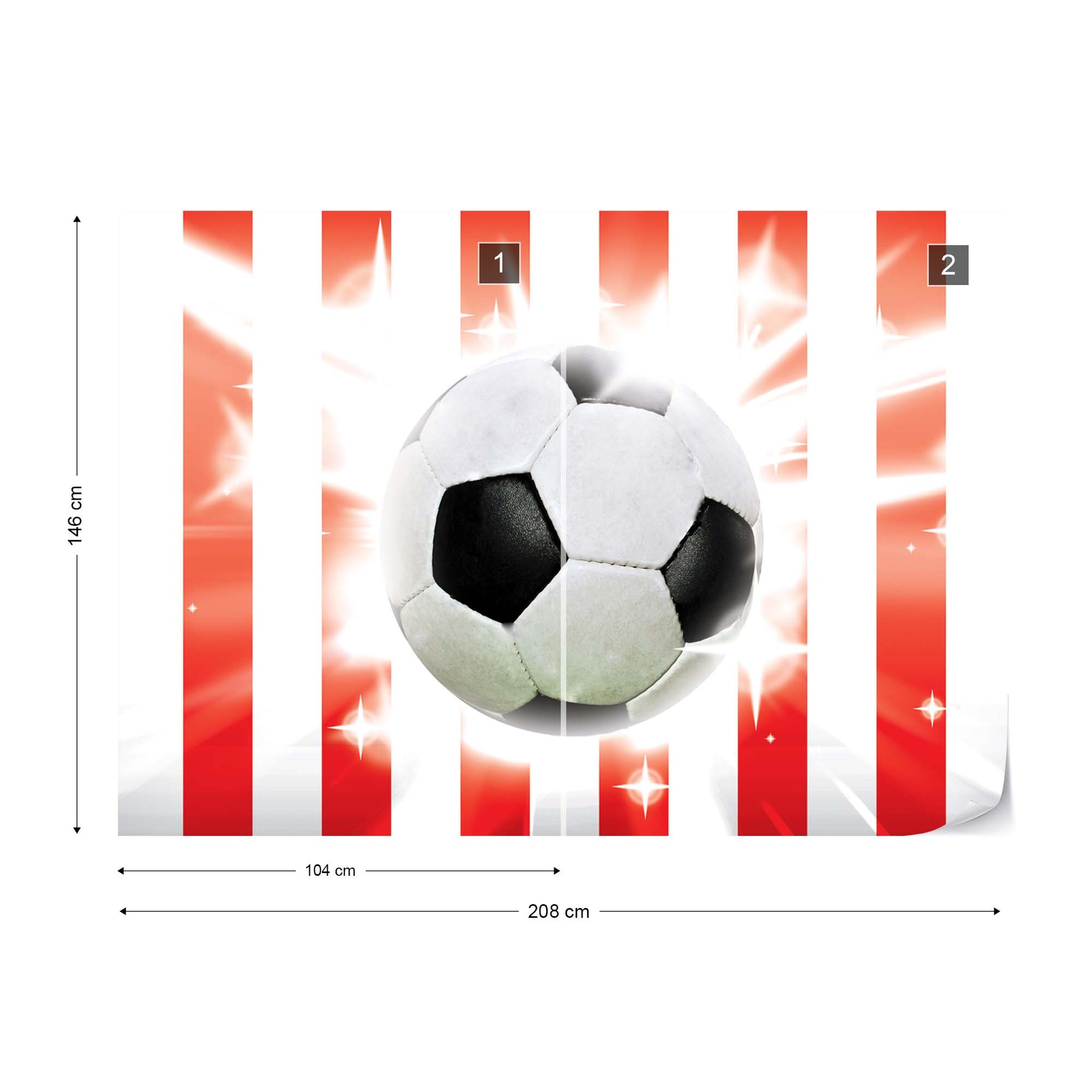 Football Red And White Stripes Photo Wallpaper Wall Mural - USTAD HOME