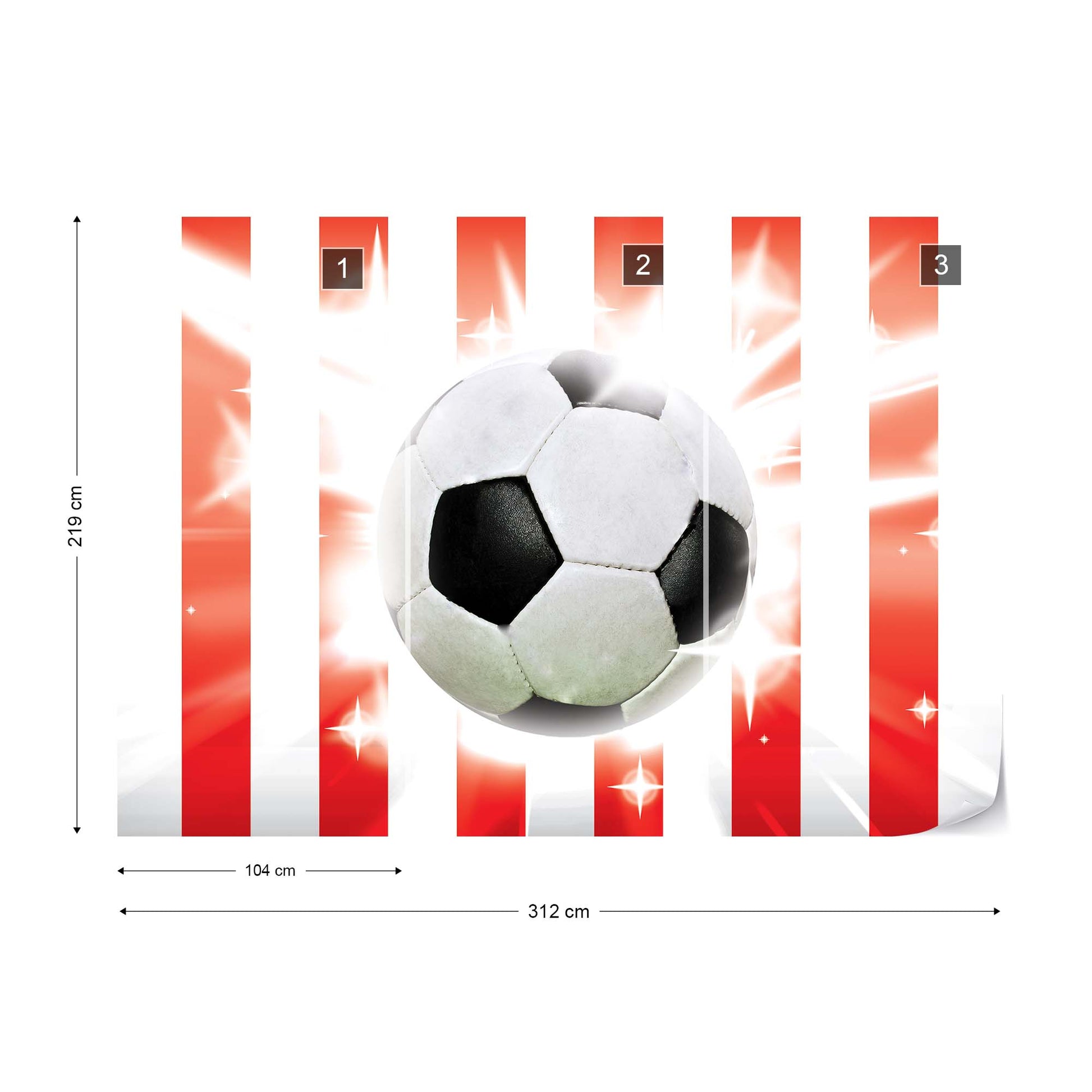 Football Red And White Stripes Photo Wallpaper Wall Mural - USTAD HOME