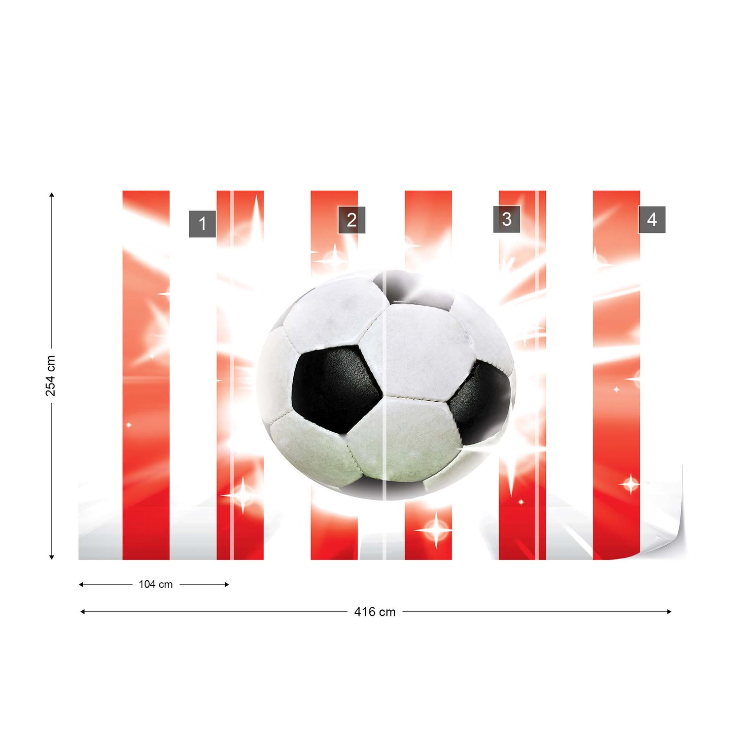 Football Red And White Stripes Photo Wallpaper Wall Mural - USTAD HOME