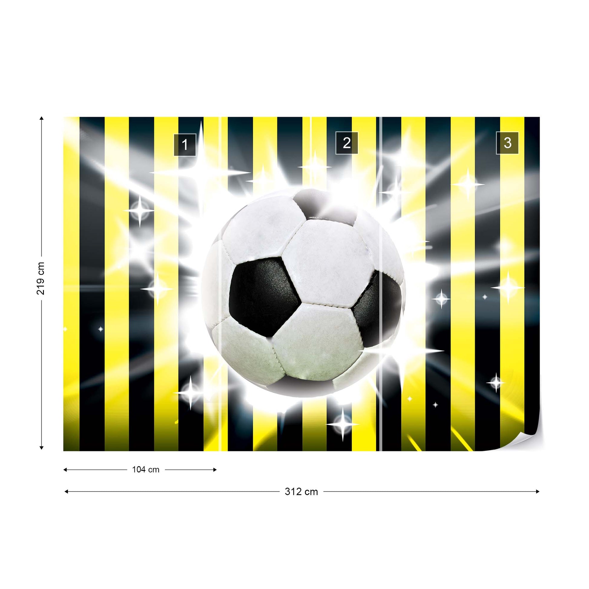 Football Yellow And Black Stripes Photo Wallpaper Wall Mural - USTAD HOME