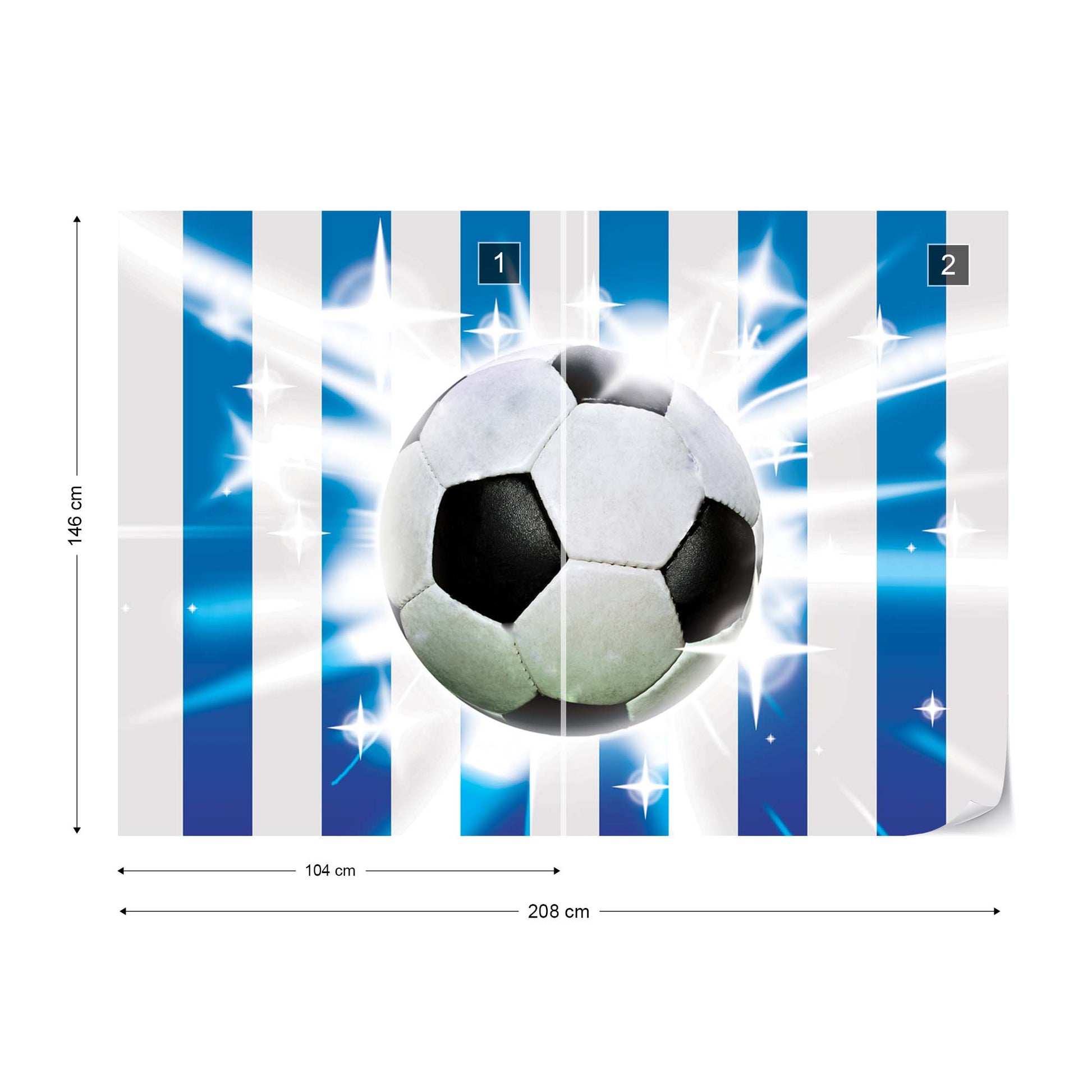 Football Blue And White Stripes Photo Wallpaper Wall Mural - USTAD HOME