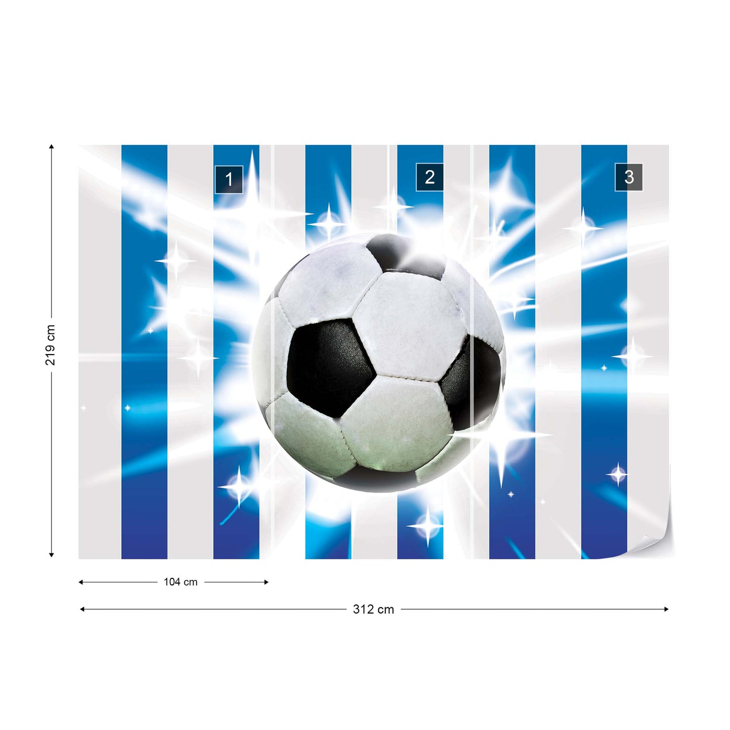 Football Blue And White Stripes Photo Wallpaper Wall Mural - USTAD HOME