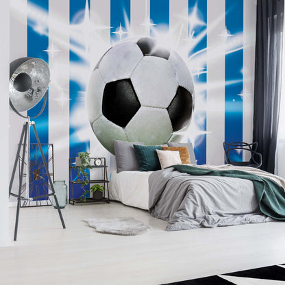 Football Blue And White Stripes Photo Wallpaper Wall Mural - USTAD HOME