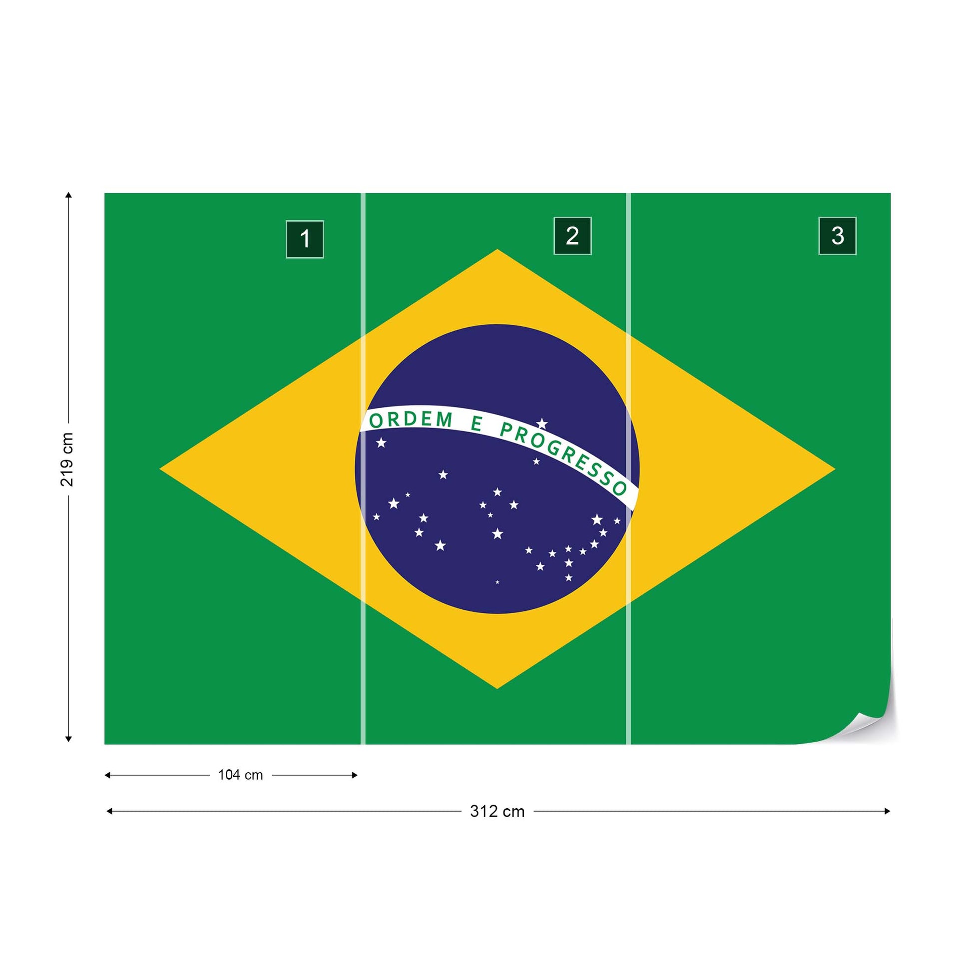 Flag Brasil Photo Wallpaper Wall Mural - USTAD HOME