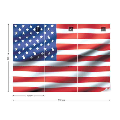 3D Flag United States Usa Photo Wallpaper Wall Mural - USTAD HOME