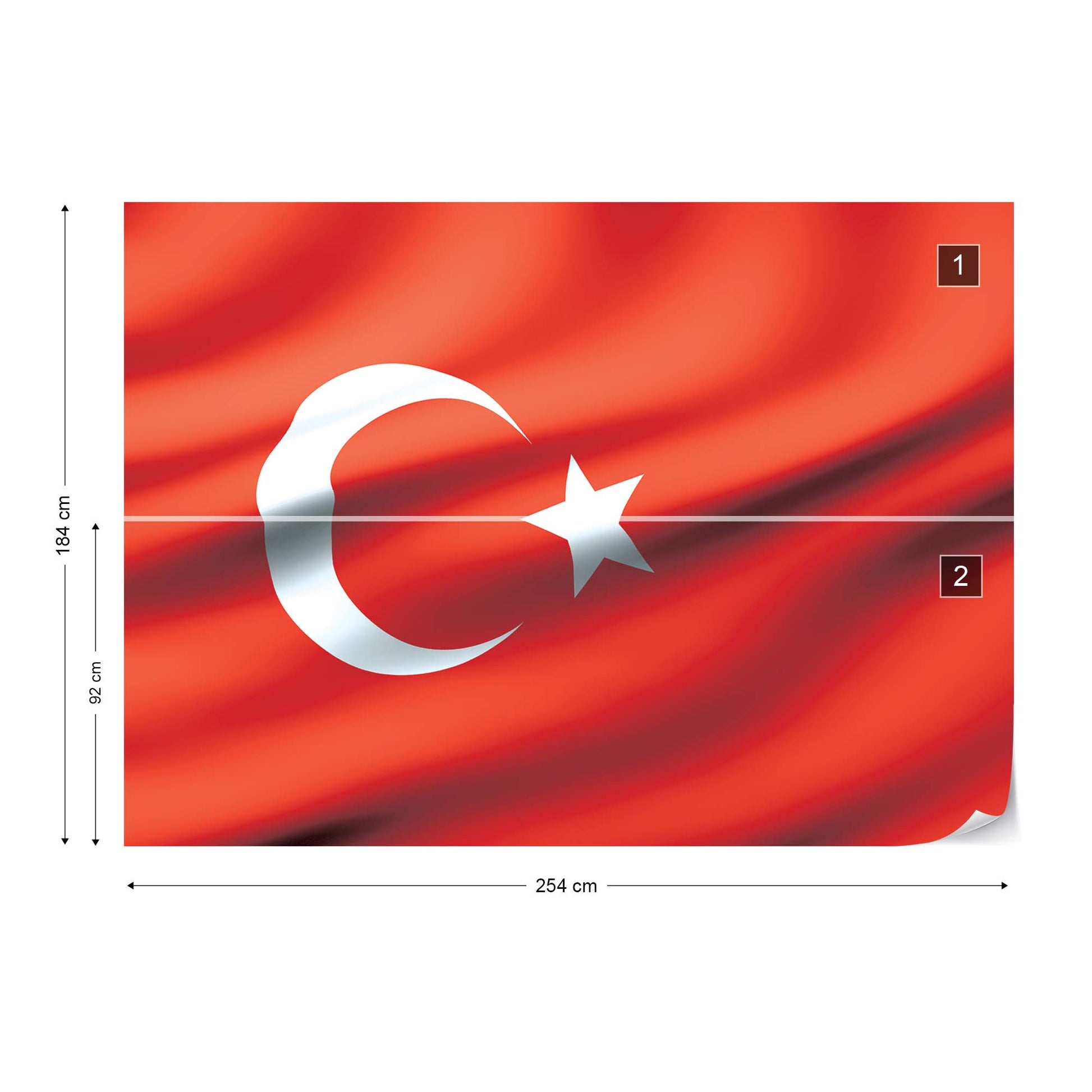 3D Flag Turkey Photo Wallpaper Wall Mural - USTAD HOME