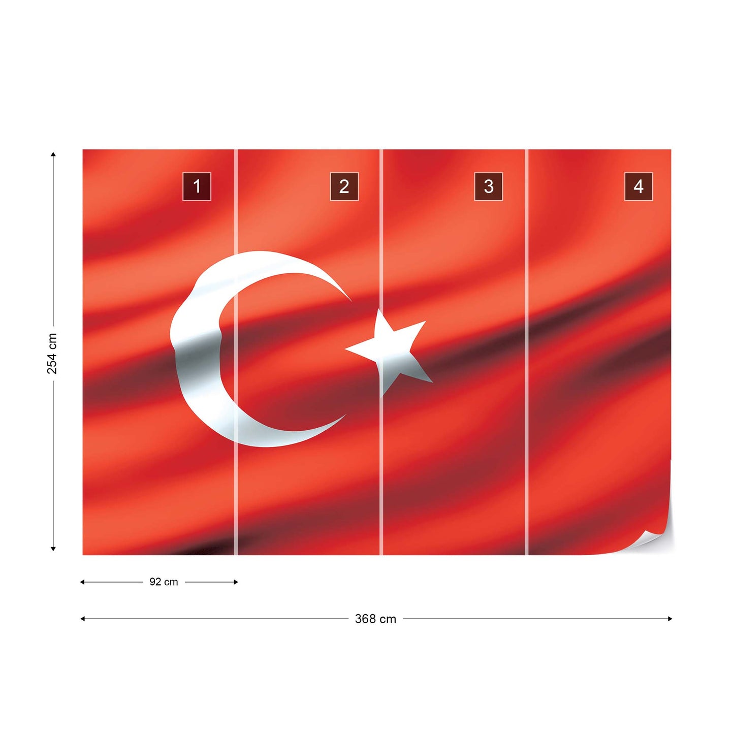 3D Flag Turkey Photo Wallpaper Wall Mural - USTAD HOME