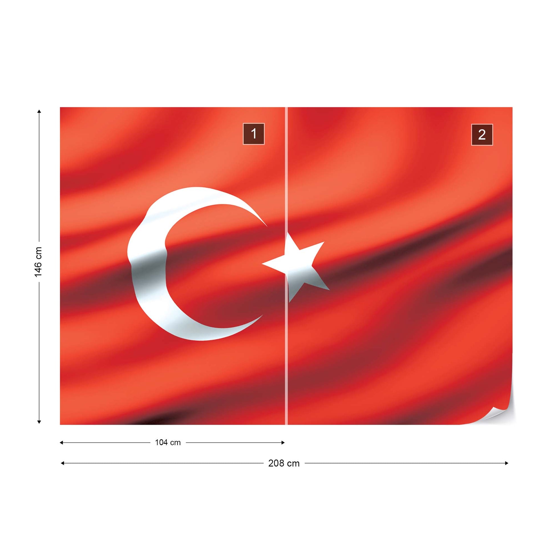 3D Flag Turkey Photo Wallpaper Wall Mural - USTAD HOME