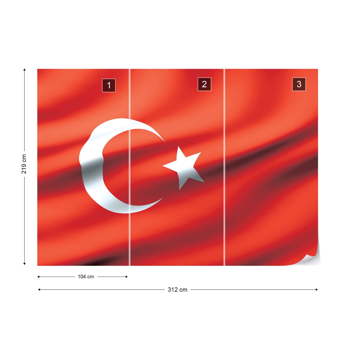 3D Flag Turkey Photo Wallpaper Wall Mural - USTAD HOME