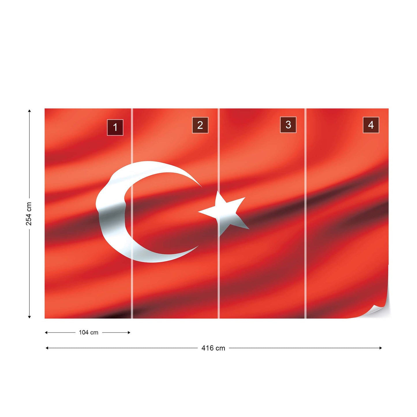 3D Flag Turkey Photo Wallpaper Wall Mural - USTAD HOME