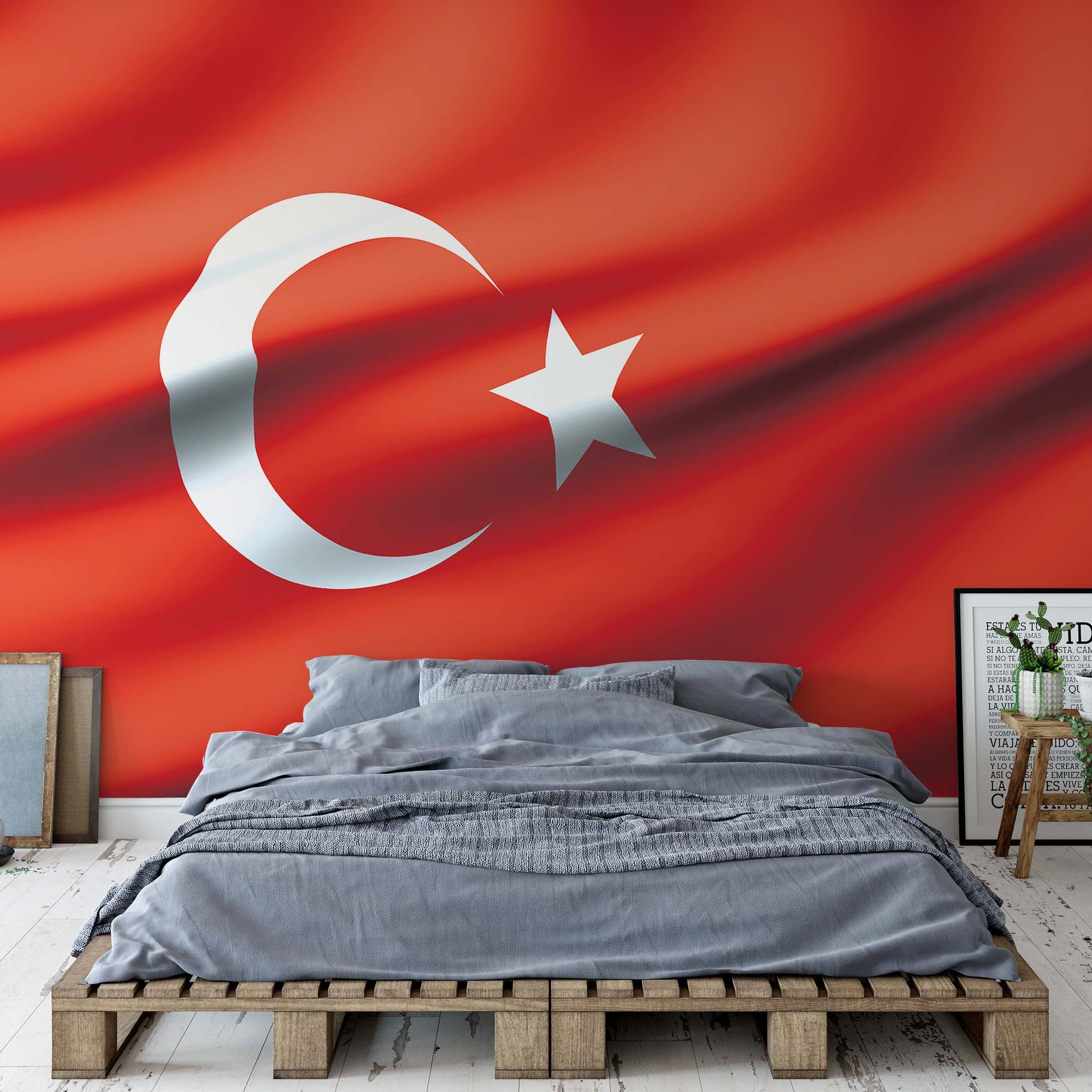 3D Flag Turkey Photo Wallpaper Wall Mural - USTAD HOME