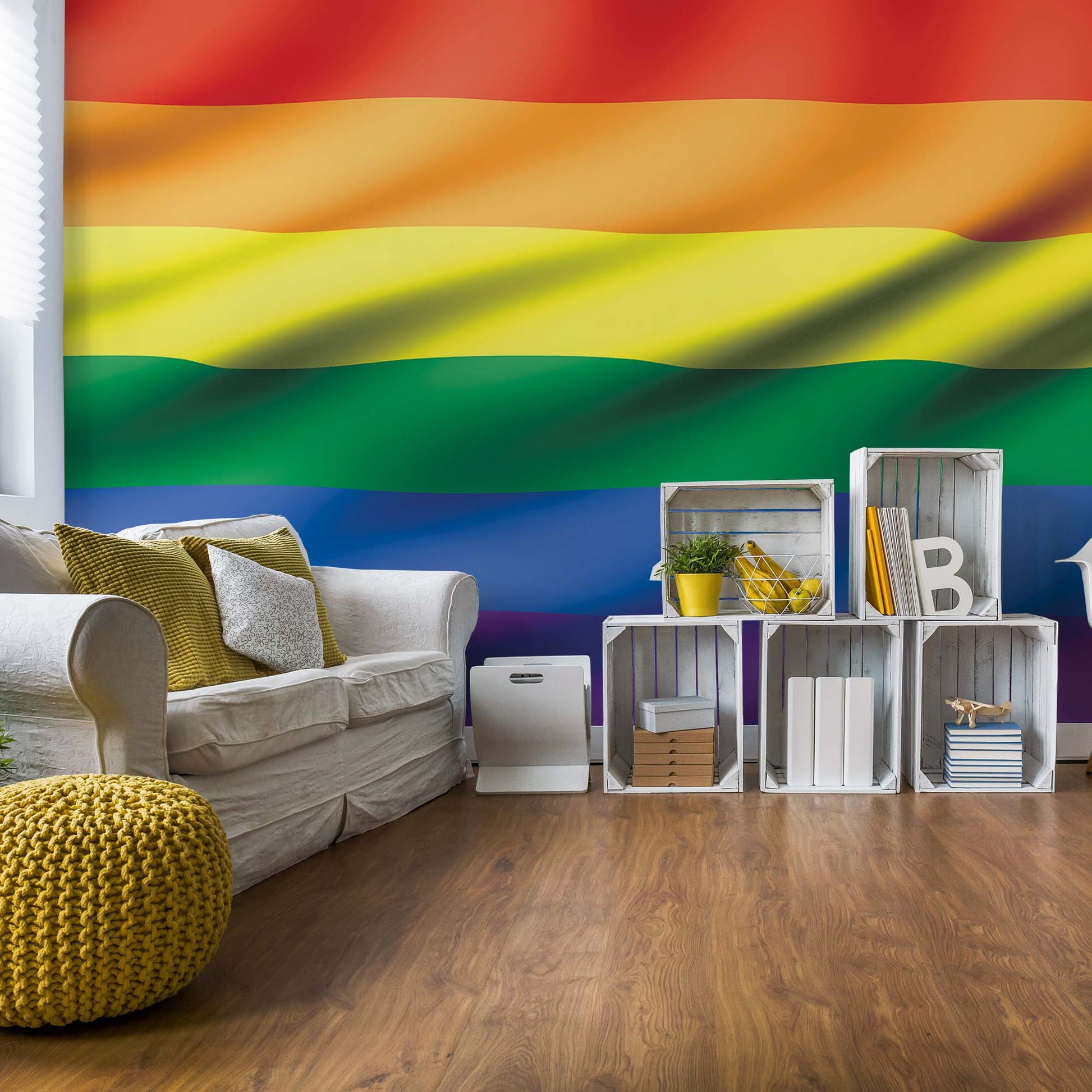 3D Flag Rainbow Gay Pride Photo Wallpaper Wall Mural - USTAD HOME