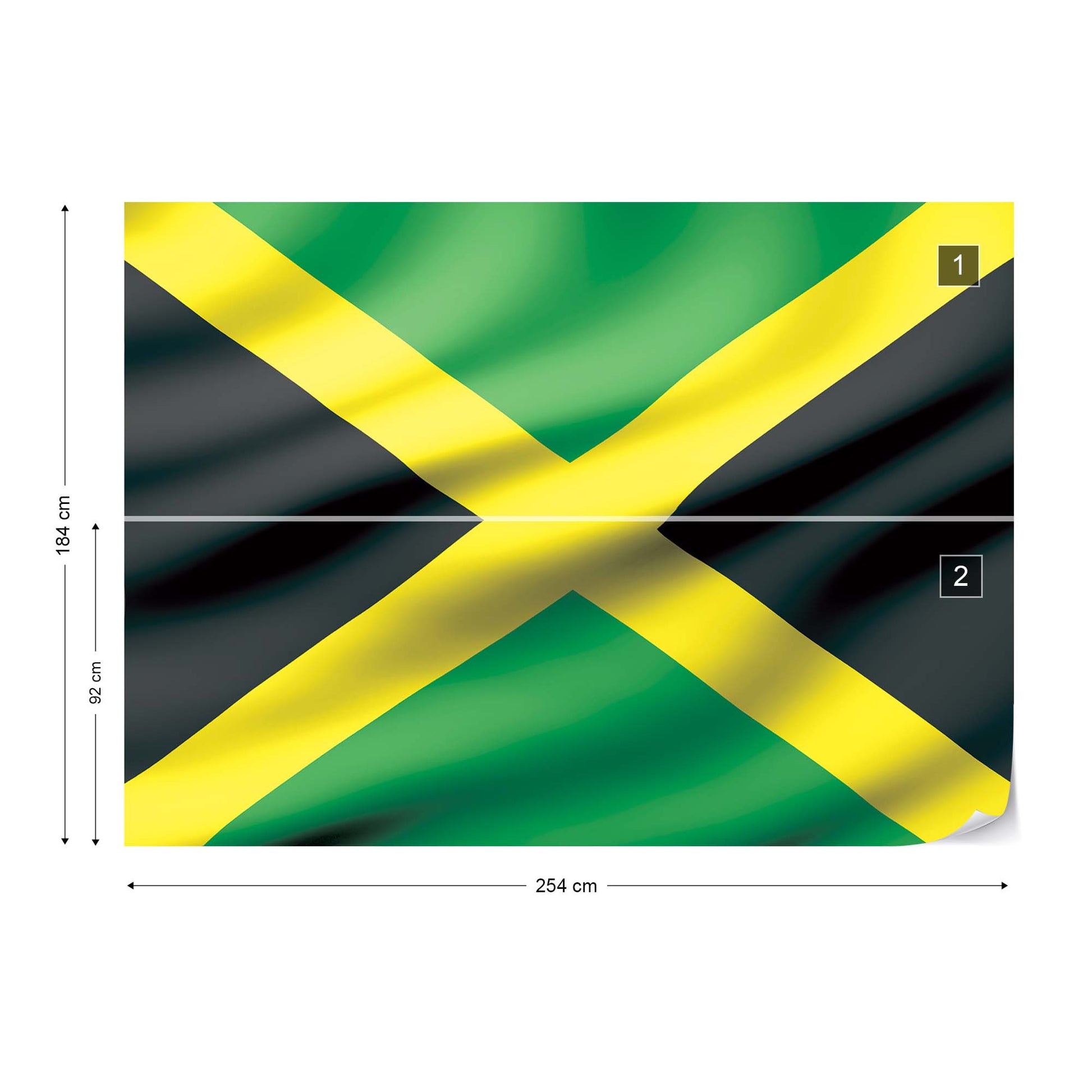 3D Flag Jamaica Photo Wallpaper Wall Mural - USTAD HOME