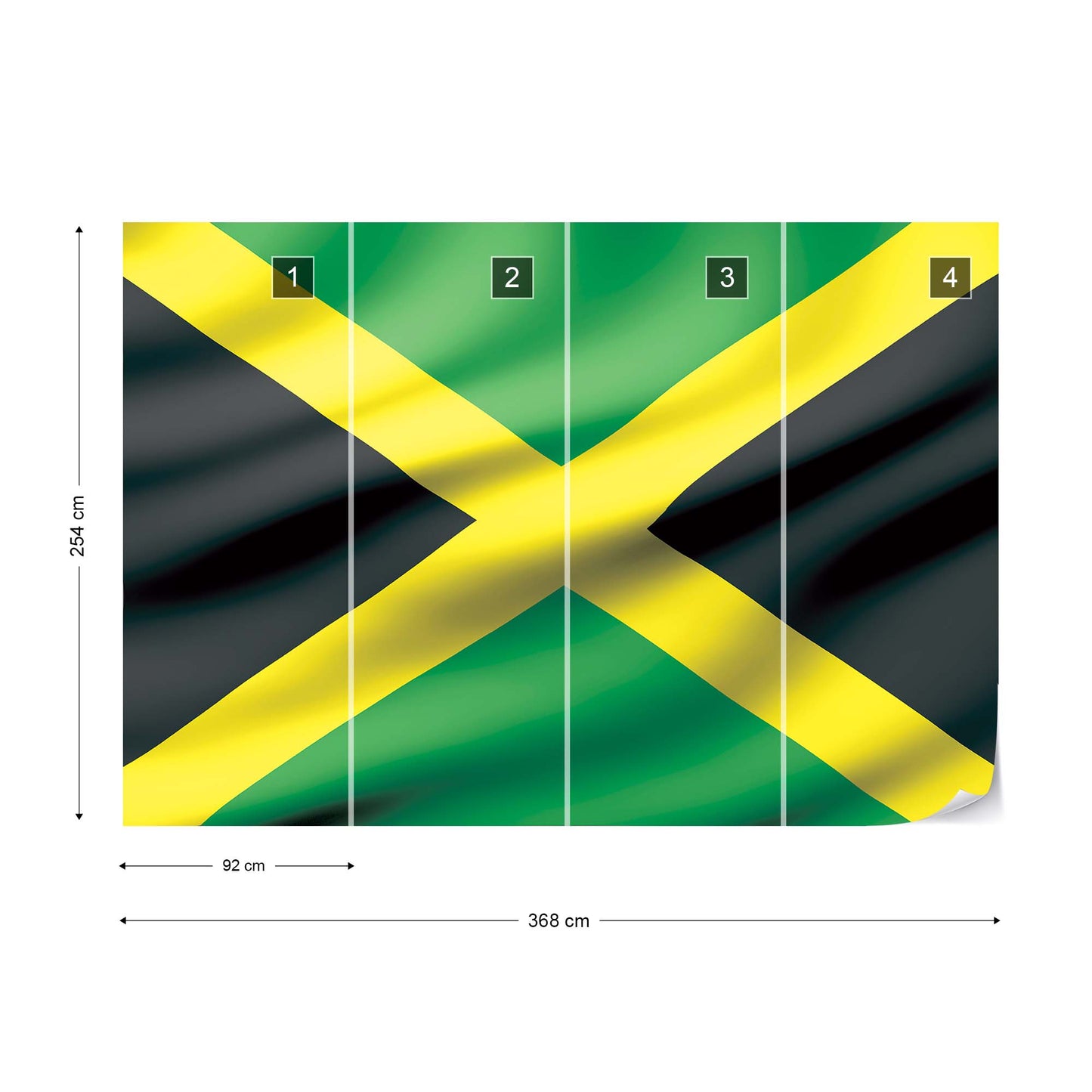3D Flag Jamaica Photo Wallpaper Wall Mural - USTAD HOME