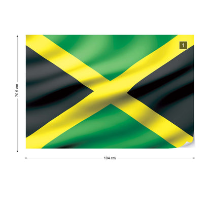 3D Flag Jamaica Photo Wallpaper Wall Mural - USTAD HOME