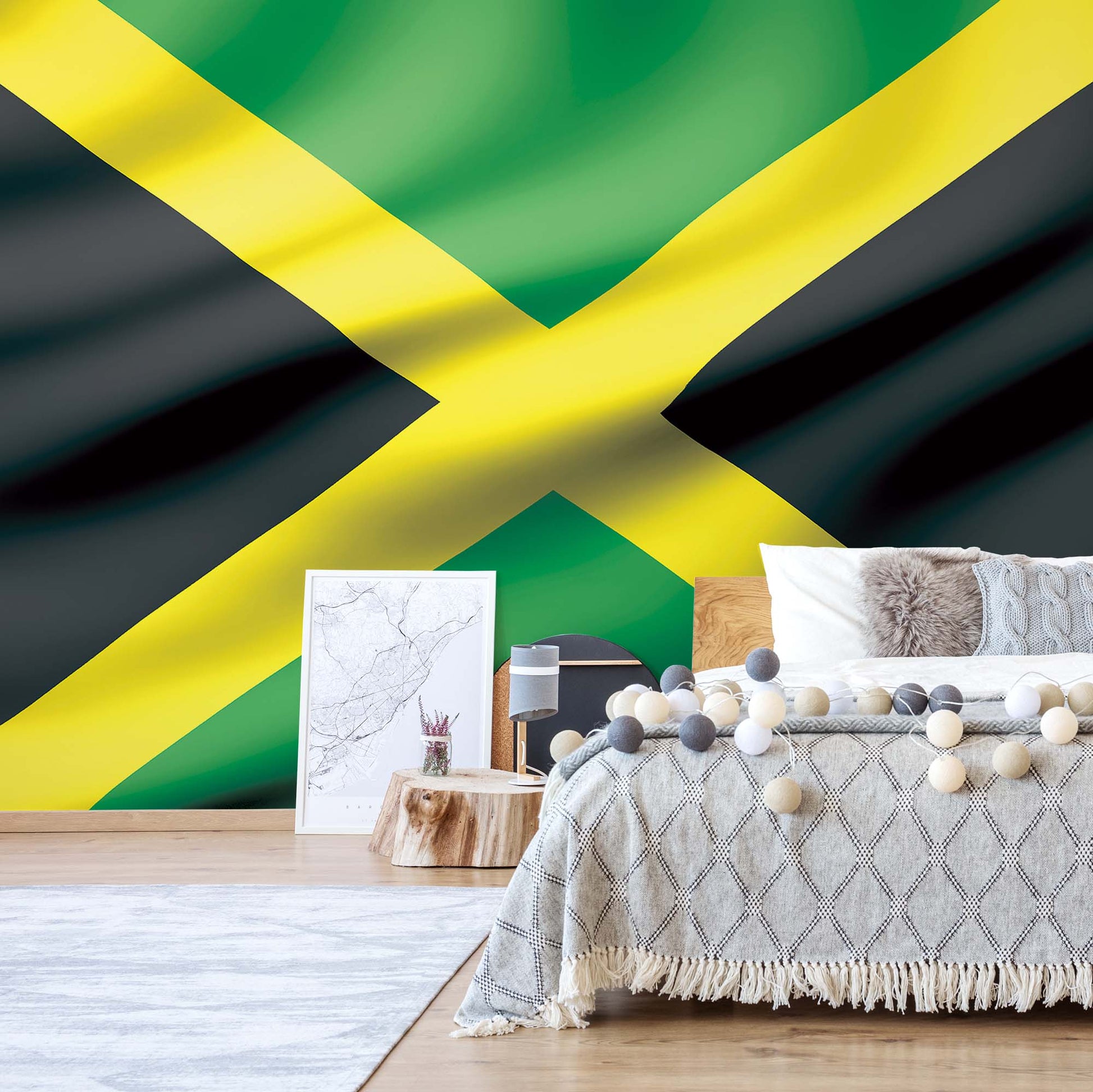 3D Flag Jamaica Photo Wallpaper Wall Mural - USTAD HOME