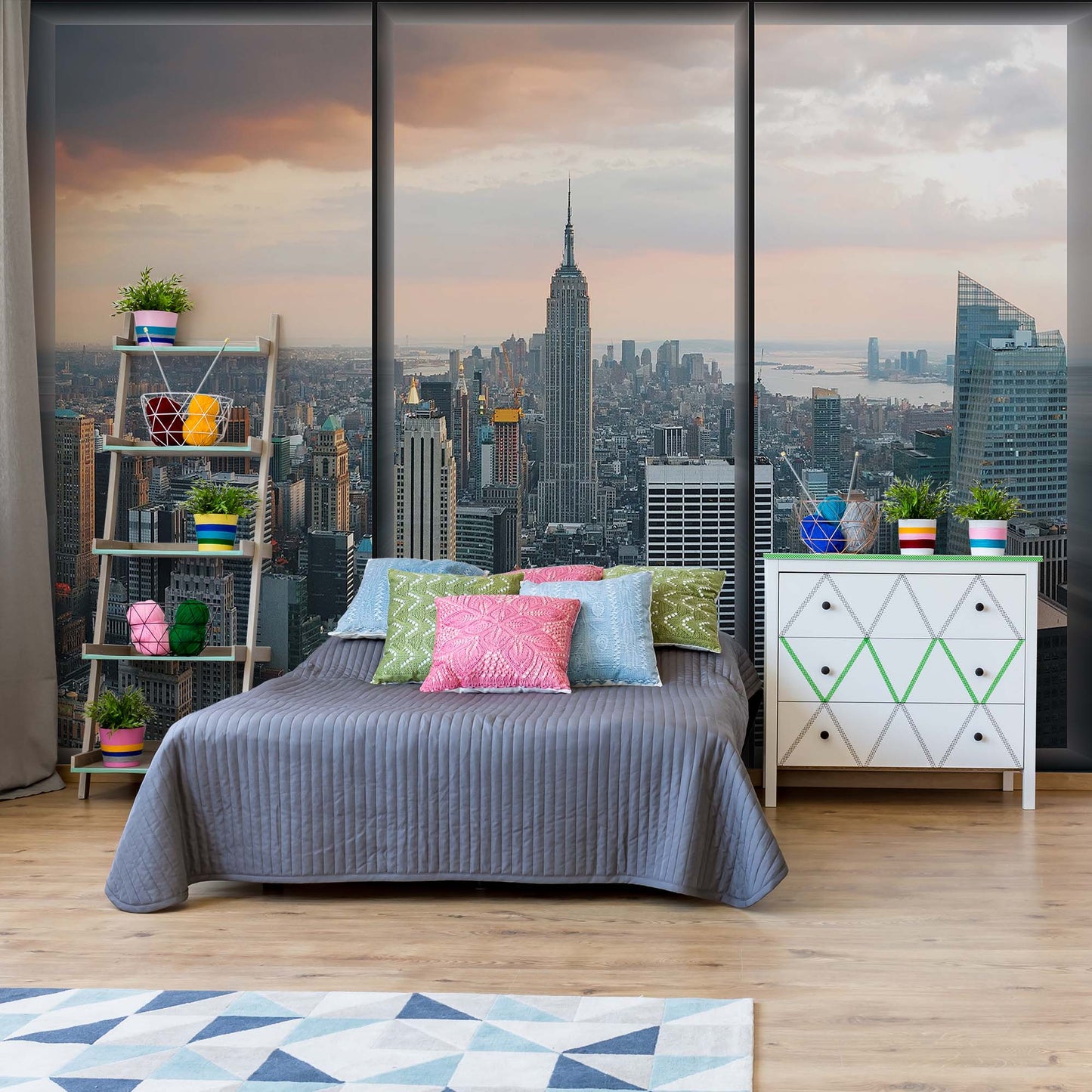 New York Skyline Window View Photo Wallpaper Wall Mural - USTAD HOME