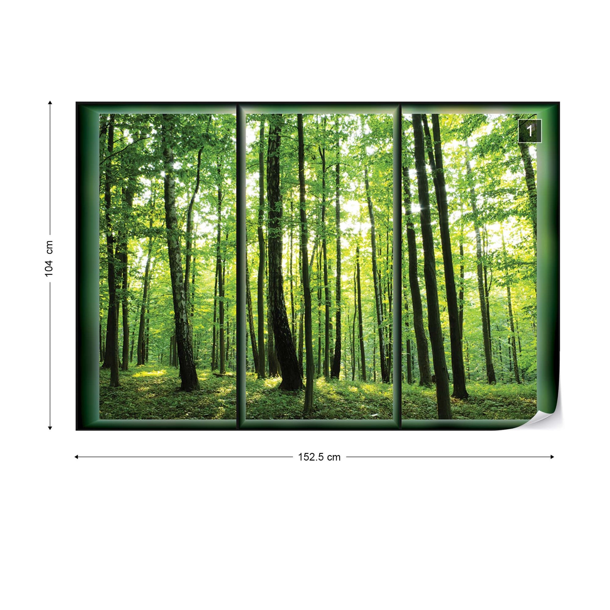 Forest Trees Green Window View Photo Wallpaper Wall Mural - USTAD HOME