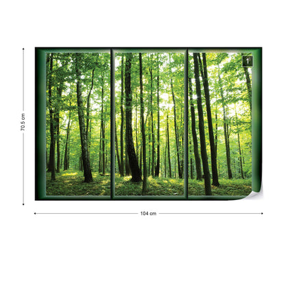 Forest Trees Green Window View Photo Wallpaper Wall Mural - USTAD HOME