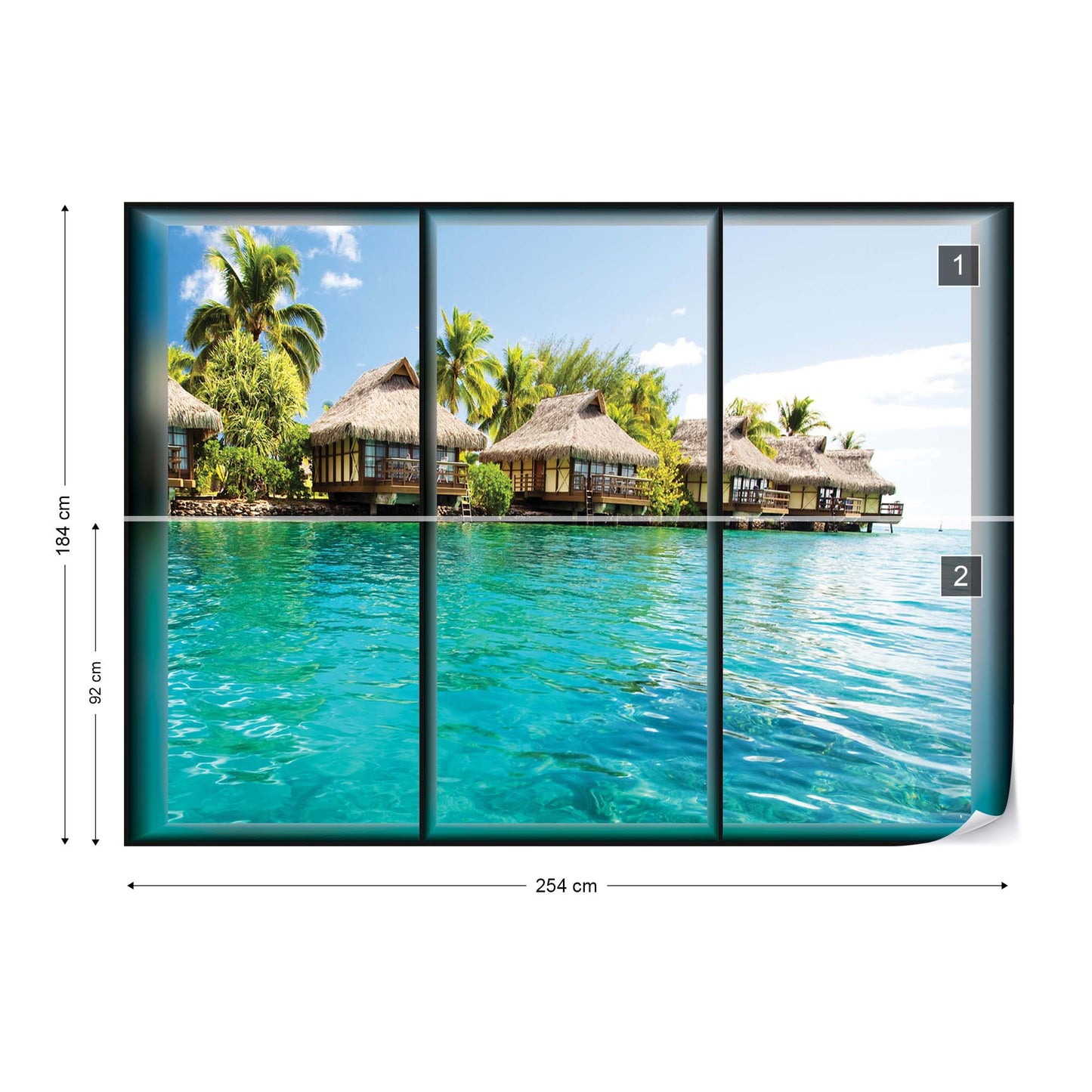 Island Tropical Sea Paradise Window View Photo Wallpaper Wall Mural - USTAD HOME