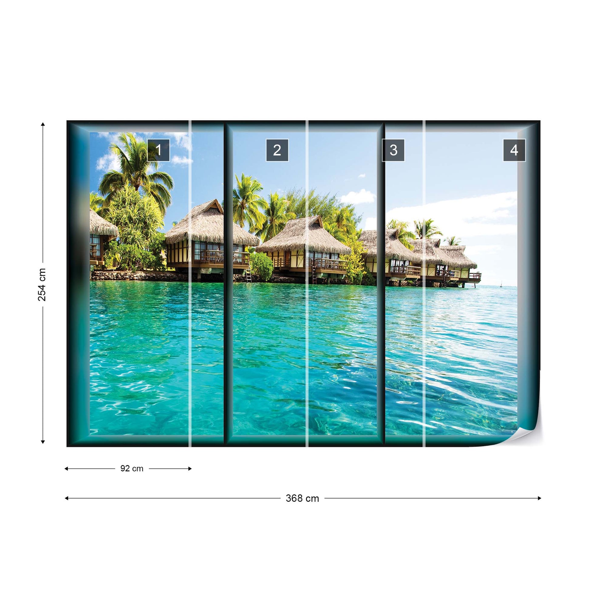 Island Tropical Sea Paradise Window View Photo Wallpaper Wall Mural - USTAD HOME