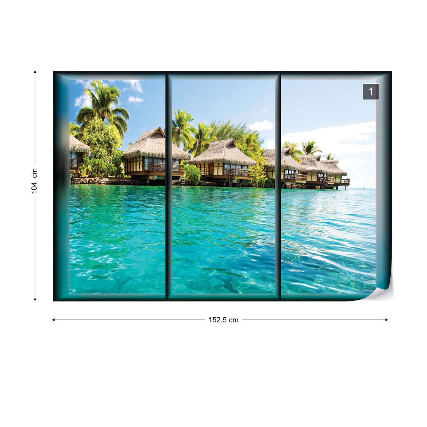 Island Tropical Sea Paradise Window View Photo Wallpaper Wall Mural - USTAD HOME