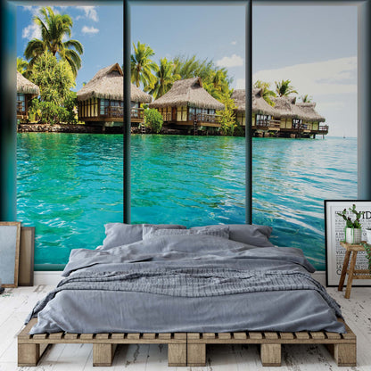 Island Tropical Sea Paradise Window View Photo Wallpaper Wall Mural - USTAD HOME
