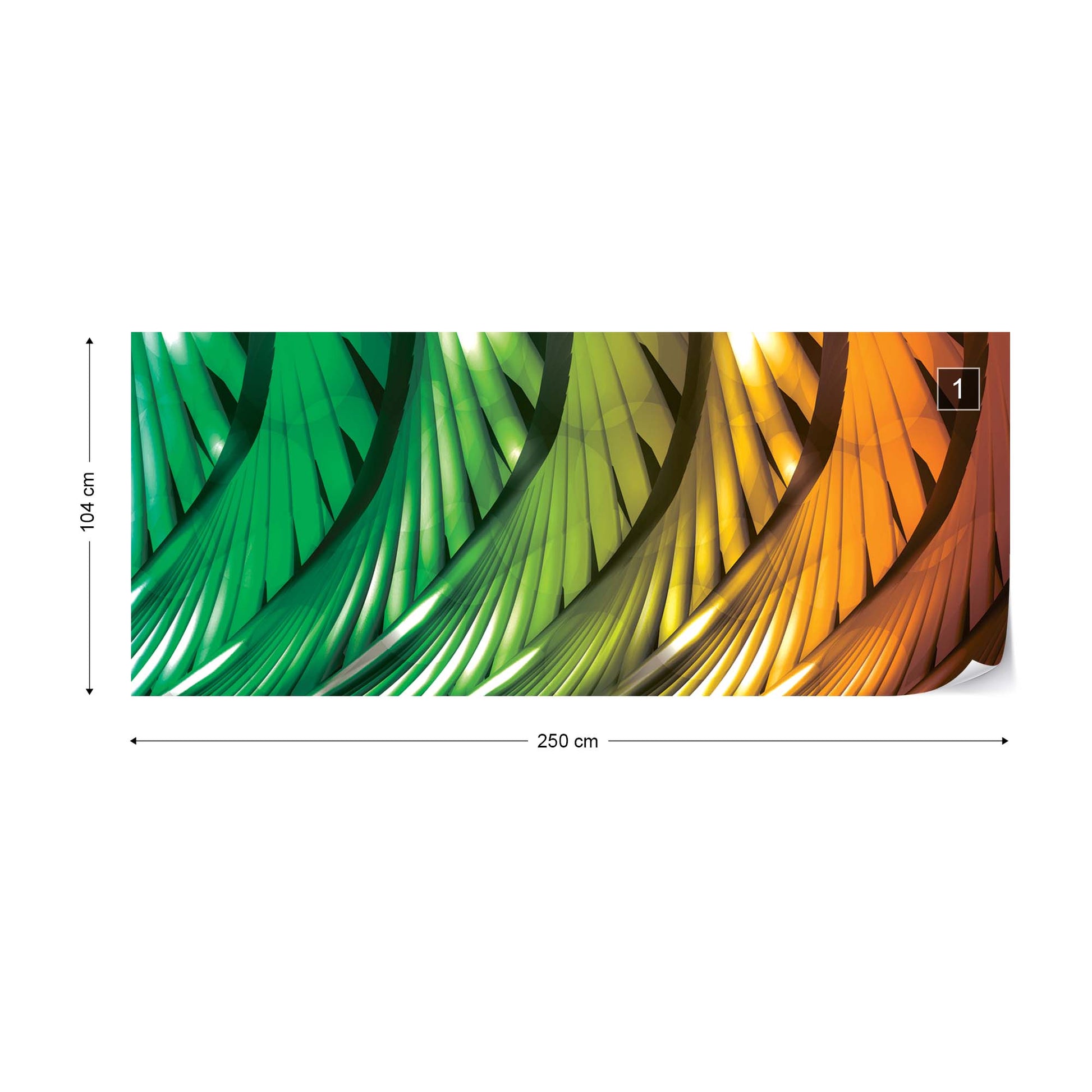 3D Abstract Art Green And Orange Photo Wallpaper Wall Mural - USTAD HOME
