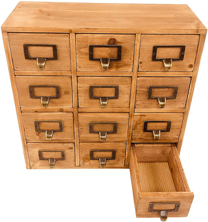 Wooden 12 Drawer Mini Chest with Metal Handles - USTAD HOME